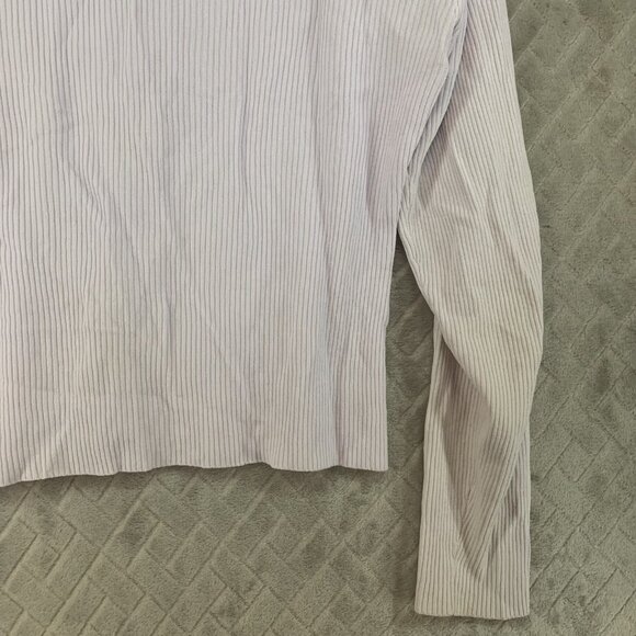 Jessica Ash Womens L Top White Cardigan Mother of Pearl Buttons Rib Knit Fitted - Picture 15 of 16